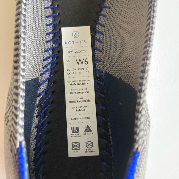 New Rothy’s Grey Blue Fabric Rubber Outsole Point Toe Loafers size 6 - Picture 14 of 15